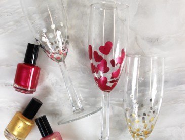 Nail Polish Painted Champagne Glasses